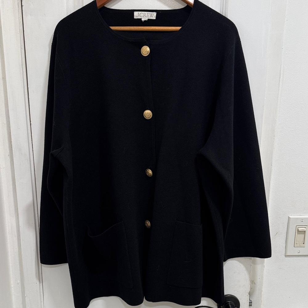 J. Crew Black Gisselle Cardigan with Gold buttons